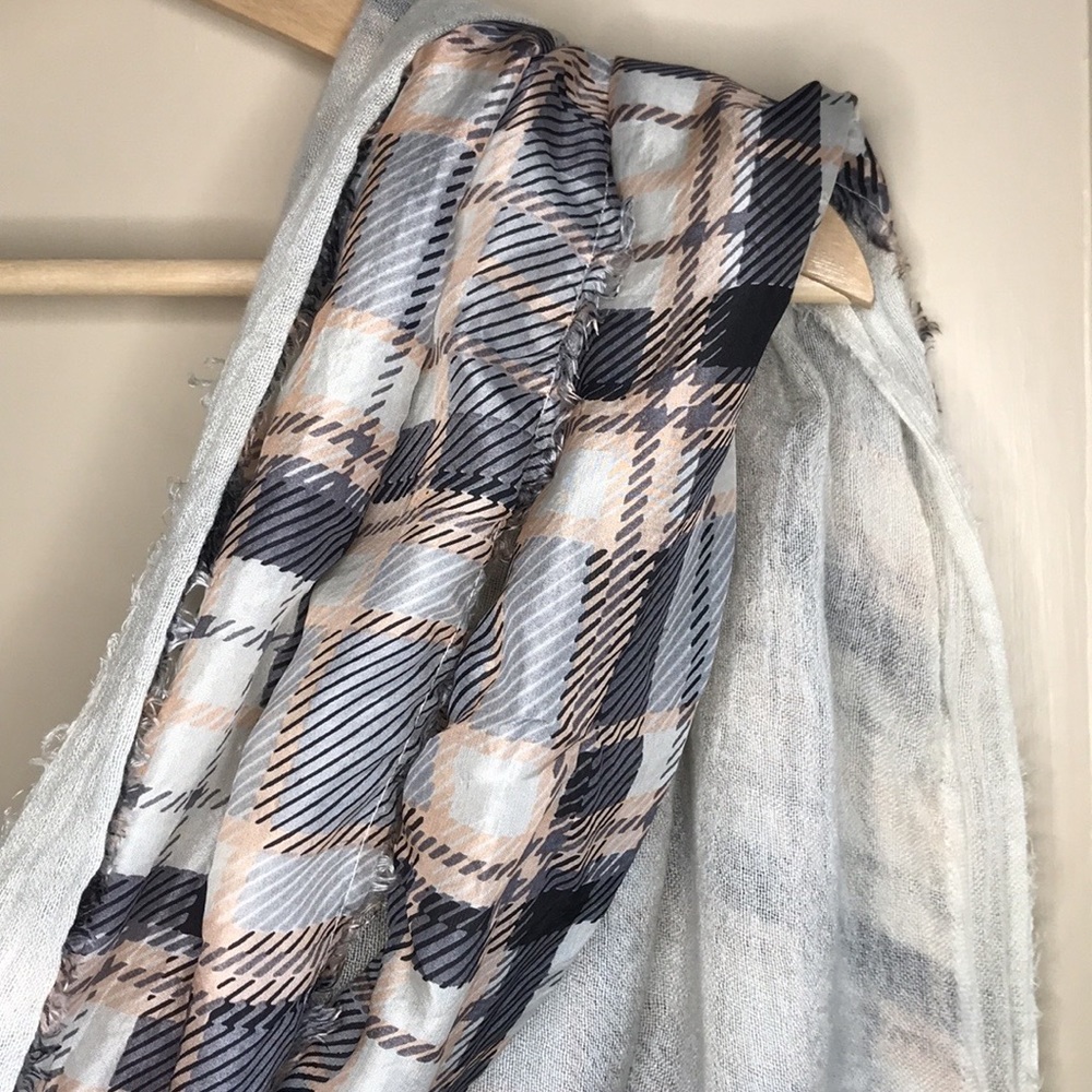 Silk Plaid Patchwork Blanket Scarf - image 2